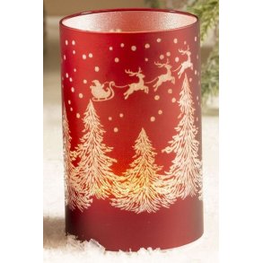 LED fyrfadsstage Hurricane rd m/rensdyr og juletrer